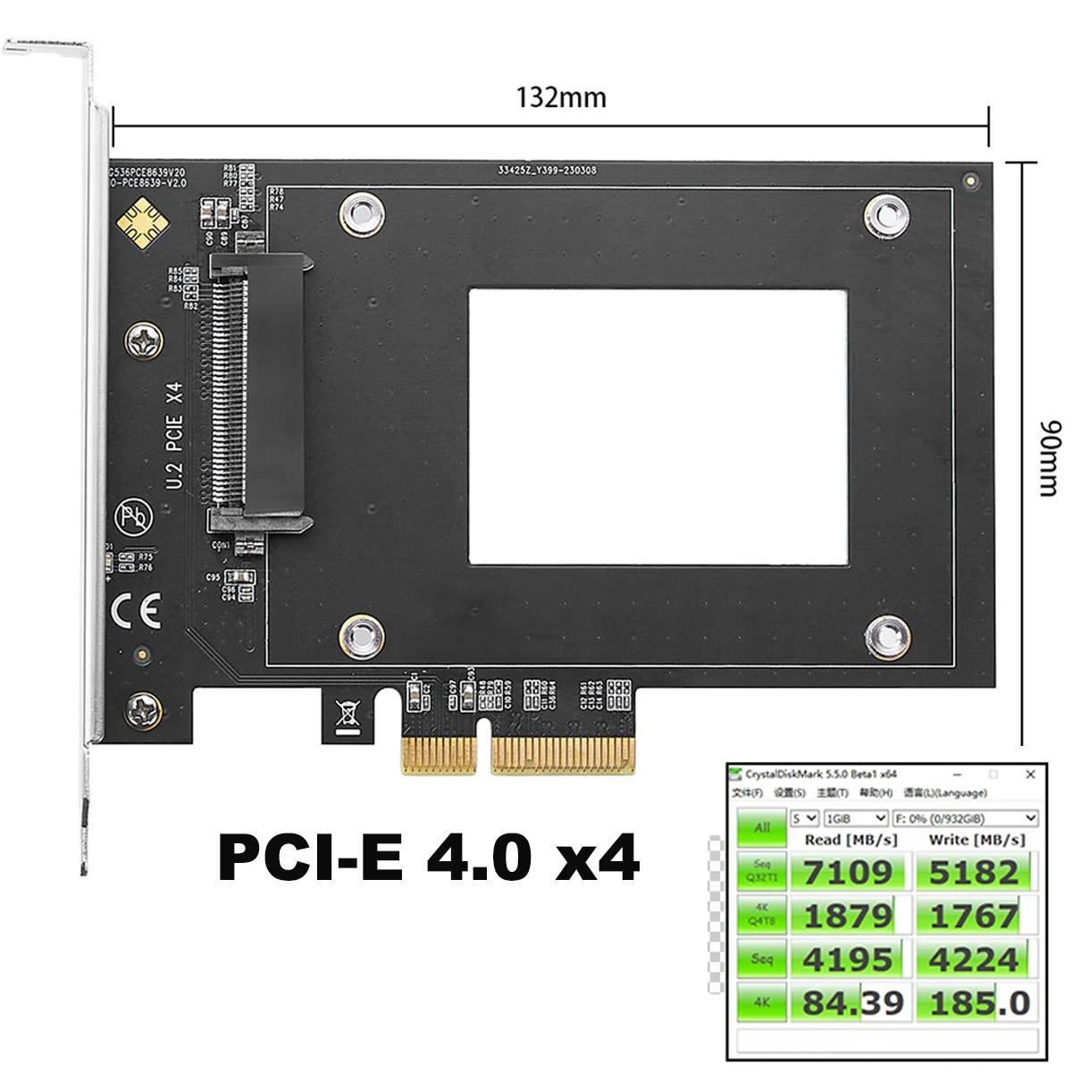 IOCREST U2  PCIe 4.0x4  Ȯ  ī, PCI ͽ 4x U.2 SFF-8639 ,  2.5 ġ NVMe U2 SSD